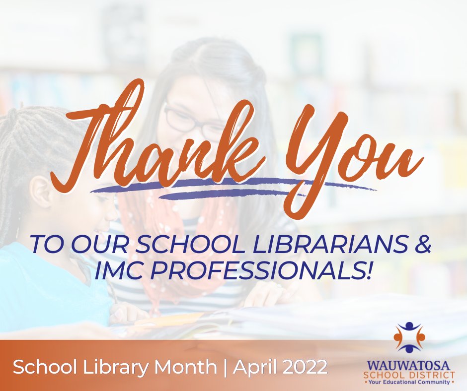 In April, we’re celebrating School Library Month! 📚 We thank our librarians, elementary library media coordinator, library media specialists, library assistants & library educational assistants for all they do. #TosaProud