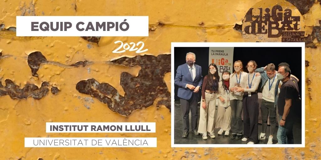 xarxavives's tweet photo. 🎉🎉🎉Enhorabona a l'equip de l'IES Ramon Llull representant de la @UV_EG, que es proclama campió de la #LligaDeDebat de Secundària i  Batxillerat 2022!

👏👏👏Gran equip! https://t.co/5BMQn7LMWN