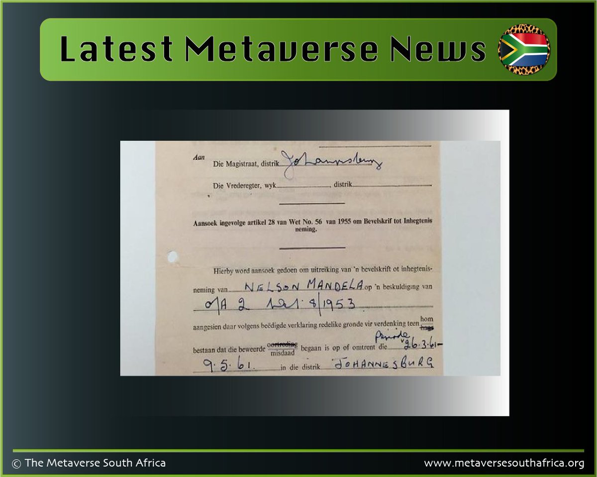 MetaverseSA's tweet photo. An NFT item of former president Nelson Mandela recently fetched just under R2 000 000.00 at an auction facilitated by South African NFT marketplace @MomintNFT.  #NFTCommunity #nftnews #Metaverse #SouthAfrican 

Check it out here!
https://t.co/YQ7ykRZ2uV https://t.co/EsZDH5Kwrk