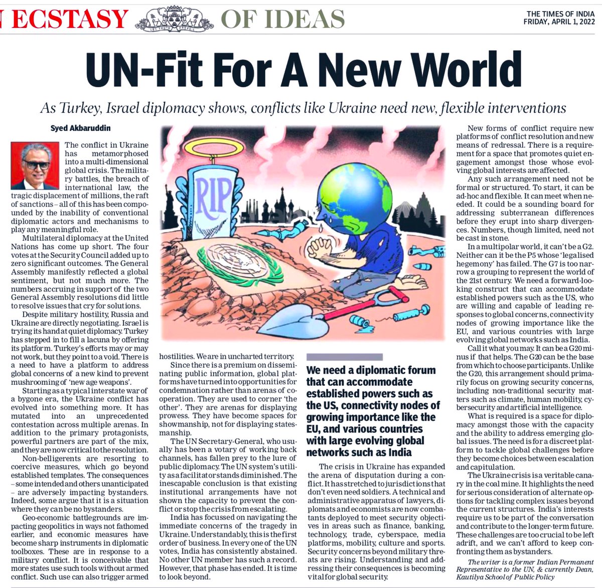 AkbaruddinIndia's tweet photo. Ukraine crisis - A veritable,canary in the coalmine

Conventional diplomatic mechanisms r @UN-fit...

New conflicts require new platforms… https://t.co/nNxaYTUGlL
