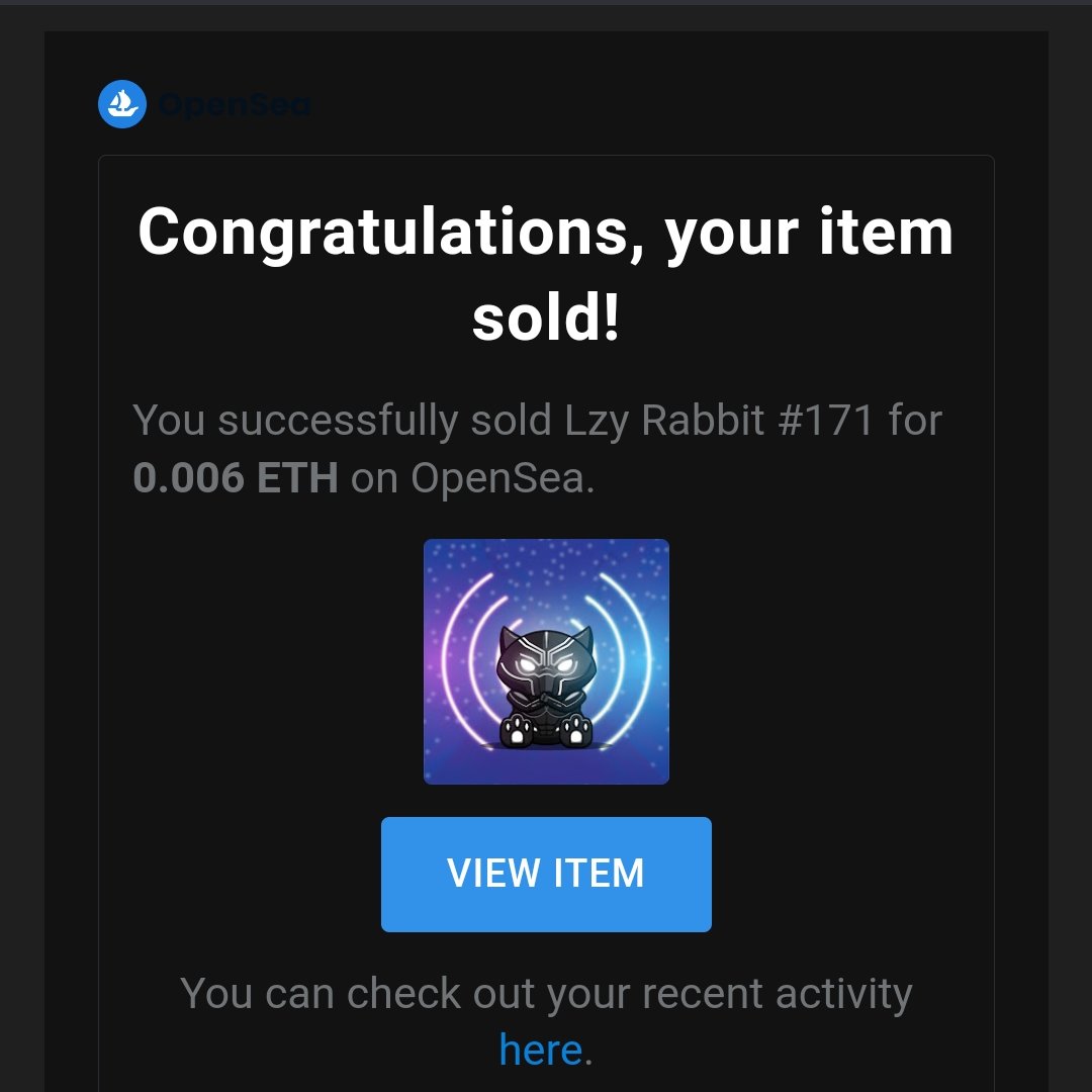 Lzy Rabbit (@lzy_rabbit) on Twitter photo Adopted !
Rare Lzy Rabbit #171
Welcome to Lzy Rabbit Community Holder
Thanks for buying and support my project π
#nft #nfts #nftcollector #nftcommunity #nftartist #opensea #davincigallery #nftproject #art #rabbit #lazy #lzyrabbit
#nftgiveaway #eth #polygon #metaverse #sold Adopted !
Rare Lzy Rabbit #171
Welcome to Lzy Rabbit Community Holder
Thanks for buying and support my project π
#nft #nfts #nftcollector #nftcommunity #nftartist #opensea #davincigallery #nftproject #art #rabbit #lazy #lzyrabbit
#nftgiveaway #eth #polygon #metaverse #sold