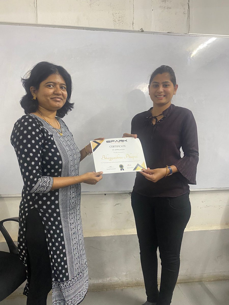 SPARK3E's tweet image. Spark IT congratulates all the best ‘c’ performers and wishes them all the best for their future endeavours.
For More information please call on 90499 86158 OR Please visit spark3e.com
#FullStackDevelopmentTraining #pythonlearning #djangoframework #SPARK3E