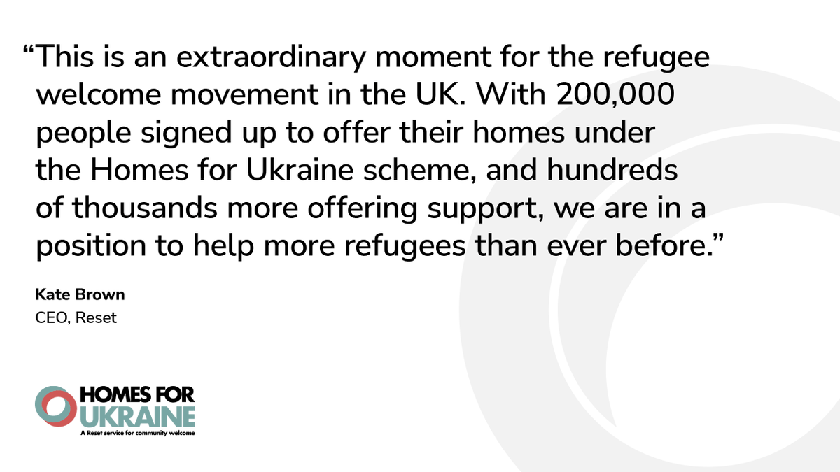 ResetUKorg's tweet photo. We are pleased to announce the launch of our matching and training service for the #HomesforUkraine scheme. Follow @ResetUkraine for regular updates or learn more here: https://t.co/vHuTOiE2bk
#StandWithUkraine https://t.co/3NUYkCvVSL