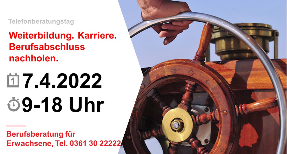 greiner_mario's tweet photo. Nächster Telefonsprechtag der #Berufsberatung für #Erwachsene am 7. April. Die Berater unterstützen #Beschäftigte und #berufliche #Wiedereinsteiger in #Thueringen, die sich beruflich neu- oder umorientieren, die einen #Berufsabschluss nachholen oder eine #Weiterbildung anstreben. https://t.co/K1adjWi4mS