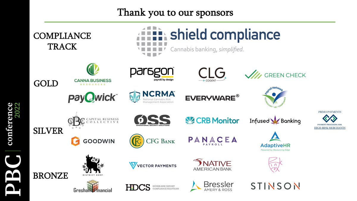 Thank you to our PBC 2022 Sponsors! Join these amazing industry leaders &amp; solution providers Sept 7-8 in D.C. at PBC 2022 - the B2B conference for #payments, #banking, &amp; #compliance in the #cannabis industry!

Visit our site for more info! lnkd.in/dNCkEJuU