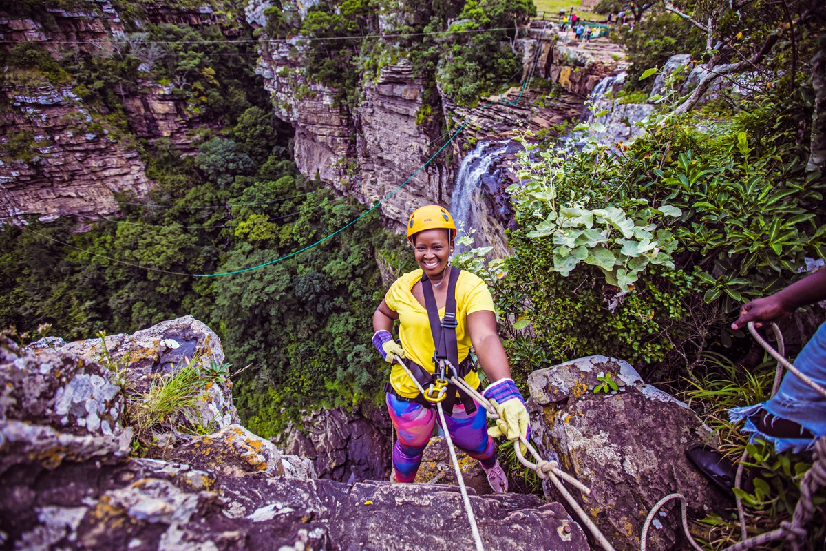 VisitSA_India's tweet photo. Looking for an adventure that will take your breath away? Abseiling in Oribi Gorge will not disappoint! 
Abseil down a cliff along a waterfall and witness amazing views over a canyon that runs 400 metres deep. 
Witness adventure like never before! 

#MeetSouthAfrica #VisitSASoon https://t.co/5IbhHHJWhS