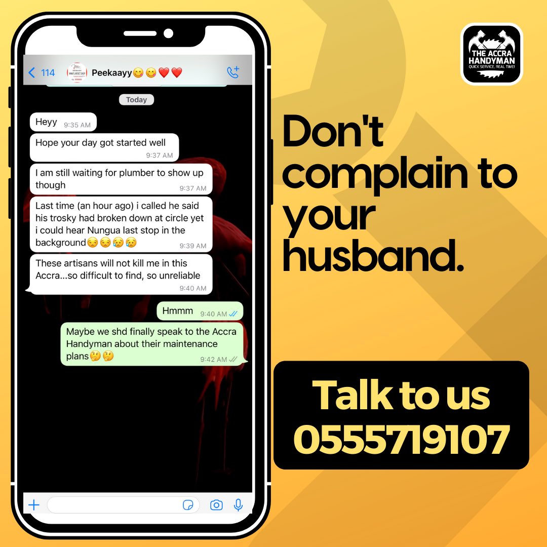 accrahandyman's tweet photo. We get stuff fixed around the house, unlike husbands. #talktous…we’ve got solutions for you. https://t.co/ykZxttkvKU
