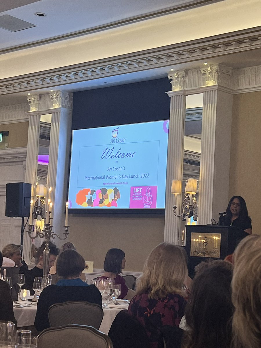 We are delighted to be at the @an_cosan #internationalwomensday lunch with our Chair @conalhenry this afternoon in @theshelbourne. #onegenerationsolution