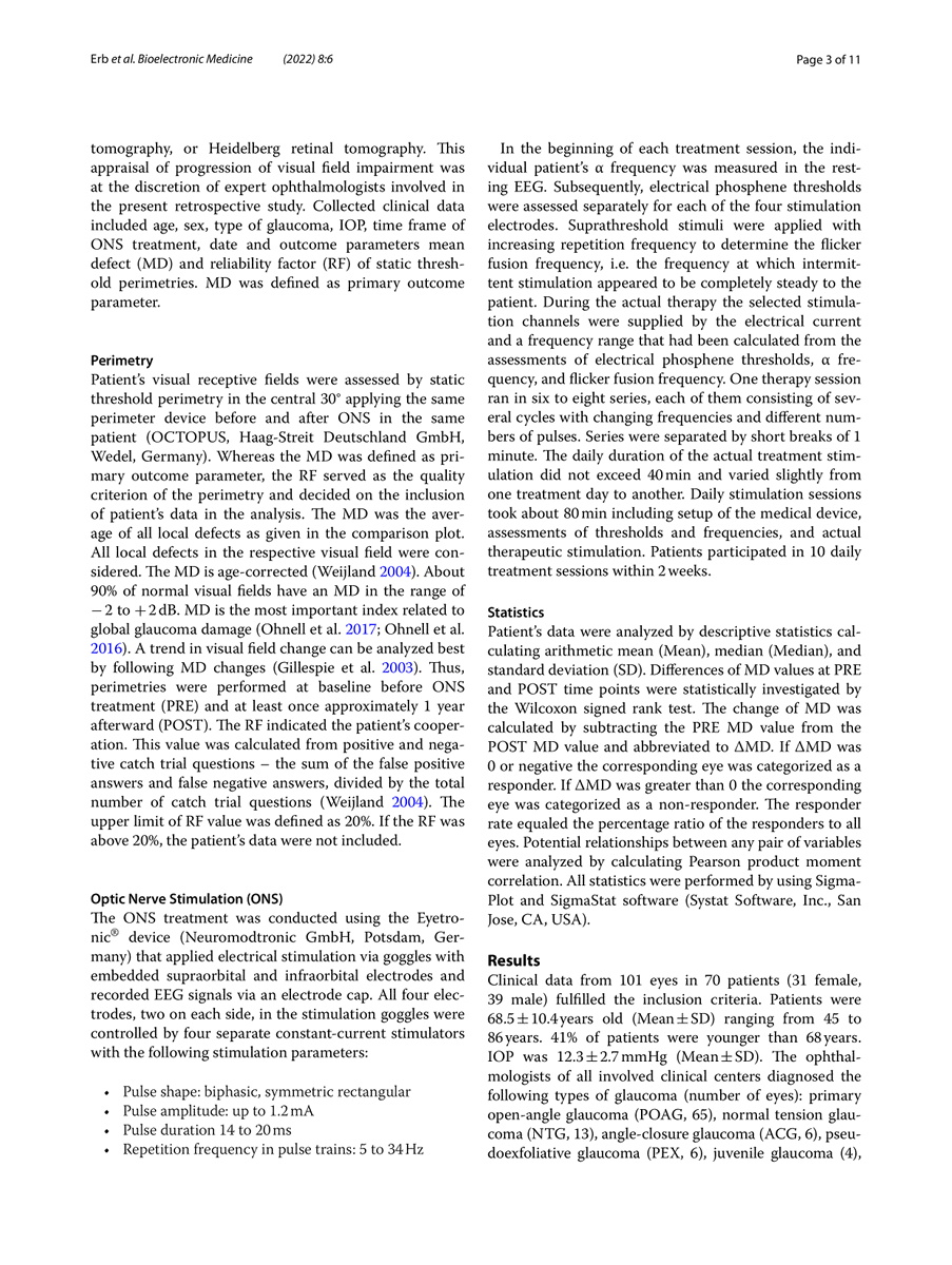 Eyetronic_'s tweet photo. We are very happy to announce the publication of the newest Eyetronic Therapy data in the scientific and peer-reviewed Journal Bioelectronic Medicine.
We appreciate the support of everyone involved in the therapy!
Attached you can find the publication. 
pt. 1
#Eyetronic #Glaucoma https://t.co/sK2TjTDGeP