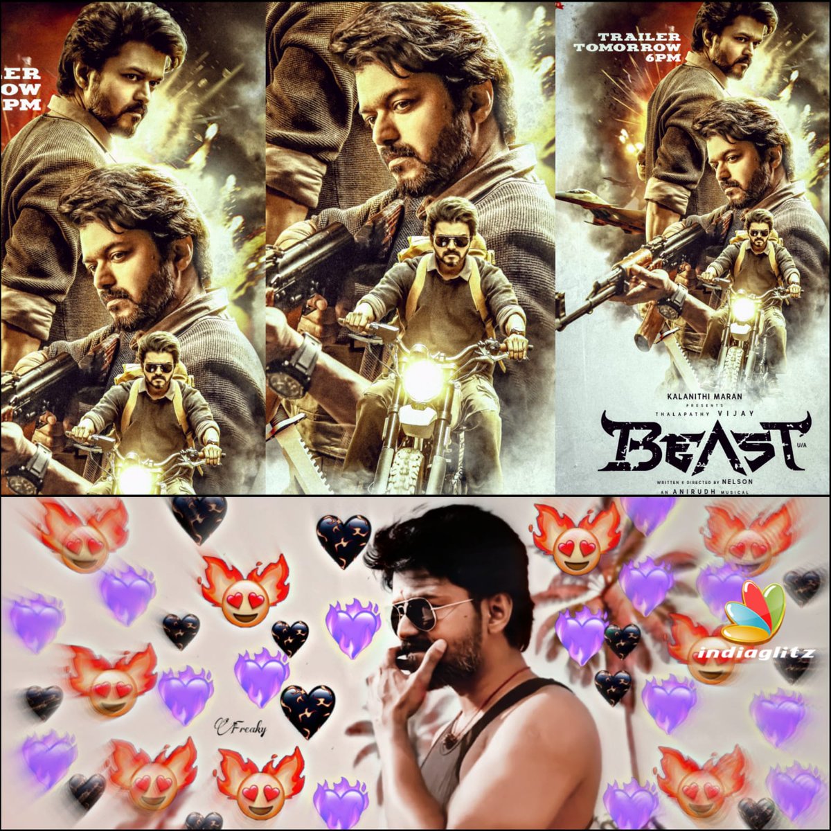 igtamil's tweet photo. Beast Trailer from tomorrow 💥🔥

#ThalapathyVijay #Beast #BeastTrailer #NelsonDilipkumar #PoojaHegde #Indiaglitz https://t.co/deYUDzIwau