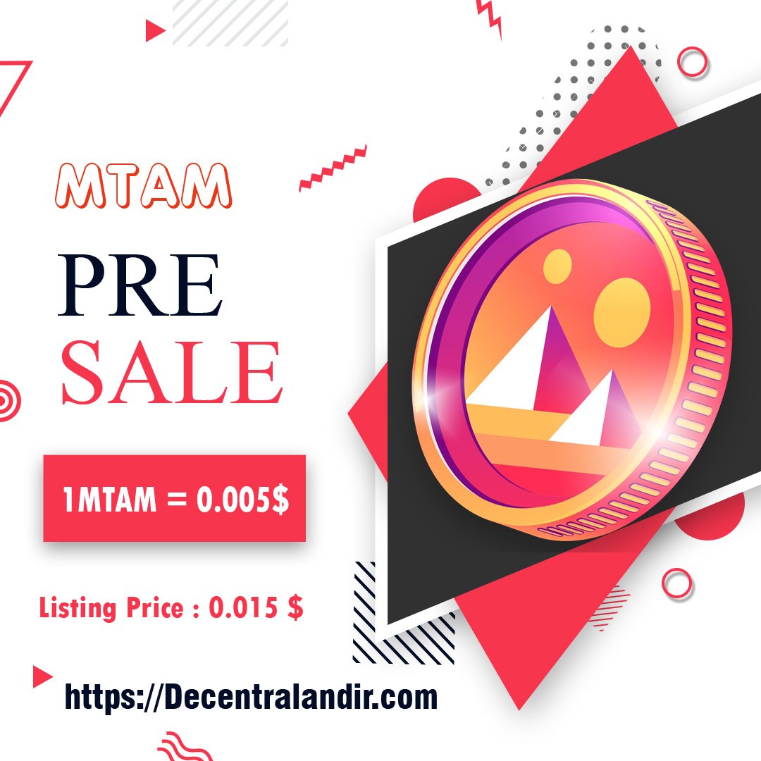 mtamexchange's tweet photo. MTAM Presale
● Pre-sale quantity: 2.500.000.000 MTAM (25%)
● 1BNB = 80,000 MTAM , 1USDT = 200 MTAM. The minimum purchase is 0.0125BNB or 5USDT, and the maximum purchase is 10BNB or 4000USDT
#Decentraland #Decentralandir #MTAM #Metaverse #AirdropCrypto #Airdrop #Tokenlaunch https://t.co/jTXaCYIVRs