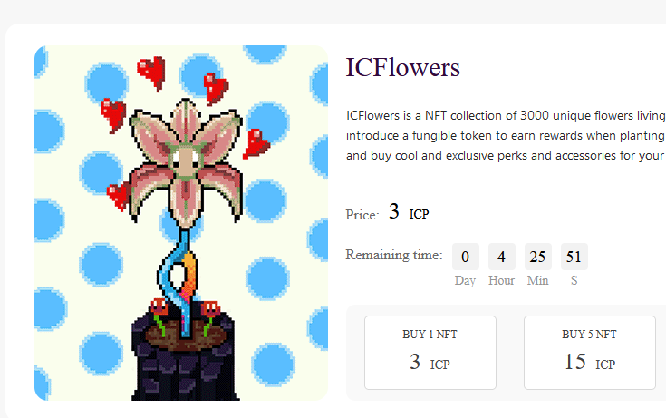 LAST CHANCE TO GET YOUR FLOWERS 🚨

4 hours before public sale ends and market opens.

…pkg-ziaaa-aaaal-qatrq-cai.raw.ic0.app/launchpad

Soon to trade your airdrop flowers 👀

✅RT

#Dfinity #ICP #Giveaways #Airdrop #NFT  #IC #Giveaway