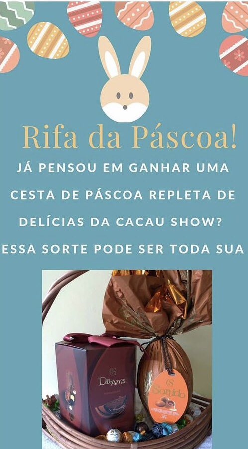 naildamara1's tweet photo. Como muitos sabem, em datas comemorativas faço ovos de páscoas caseiros para doar para crianças carentes, criei essa rifa para arrecadar o valor pra comprar os materiais necessários para produção dos ovos. Será sorteado uma cesta de chocolates 06/04.Espero que todos participem!! https://t.co/aShIZTdFl4