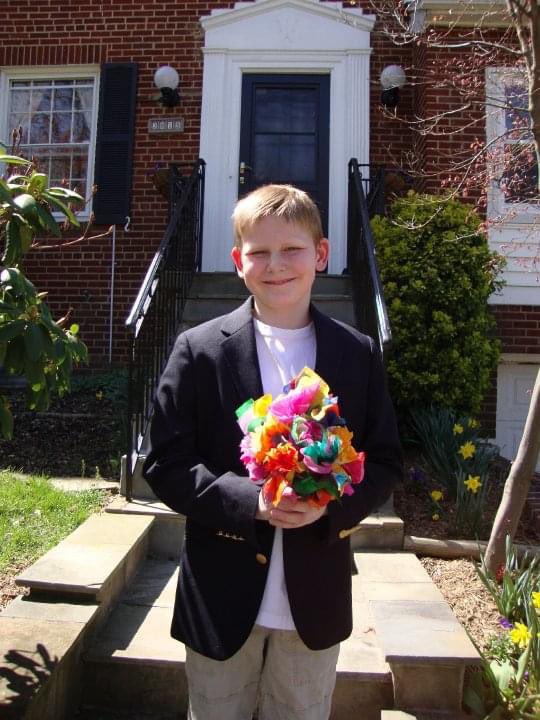 kimacquaviva's tweet photo. Today is April Fools Day, AKA my wedding anniversary. Kathy and I considered ourselves “married” in 2001 but we made it official when DC legalized same-sex marriage.  @GreyAcquaviva signed as the witness. His classmates made the bouquet for us. 

Life is short. Love big! ♥️ https://t.co/yfQFKSK9lG