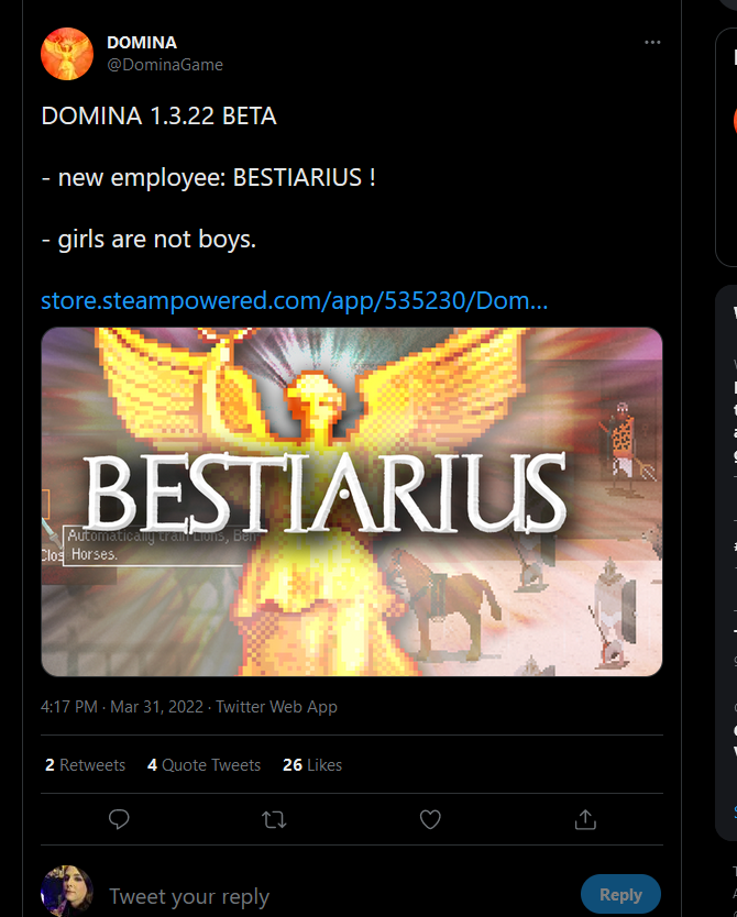 LuciaEverblack's tweet photo. The game developer of Domina continues to harass me as well as multiple other trans people and members of the LGBTQUIA2+ community. This behavior violates the TOS/EULA of both @Steam and @Twitch  (where the game is integrated via the API). https://t.co/hCwEh7kxLx
