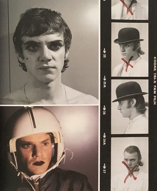 gray's tweet photo. Designer Milena Canonero’s costume tests for A Clockwork Orange. Like some kind of ultraviolent Mr Benn. https://t.co/3oxc6N5Qab