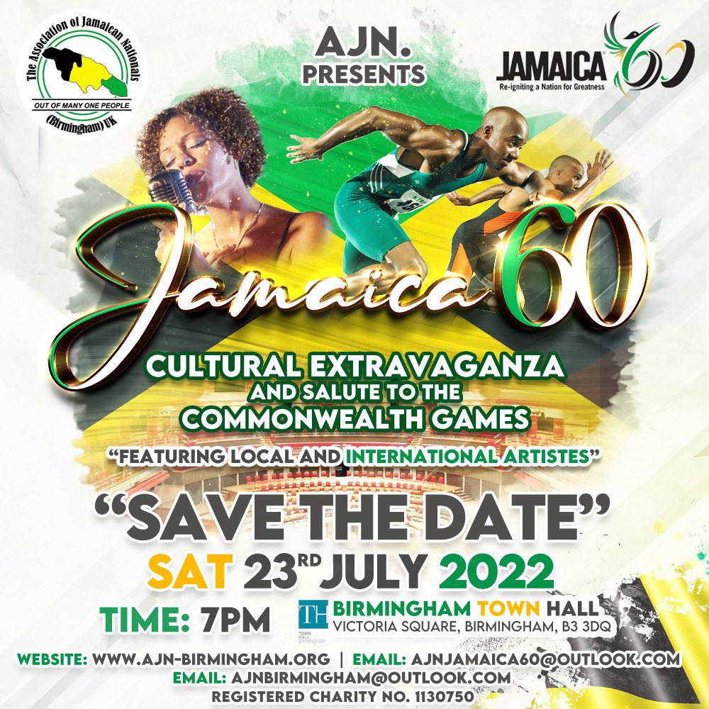 AjnOrg's tweet photo. Please save these dates!
Join us as we celebrate Jamaica 60th. A time of celebration and reflection. Our Gala dinner will be on the 6th August 2022 and our cultural extravaganza on the 23rd July 2022. https://t.co/BckhRjxE9Y