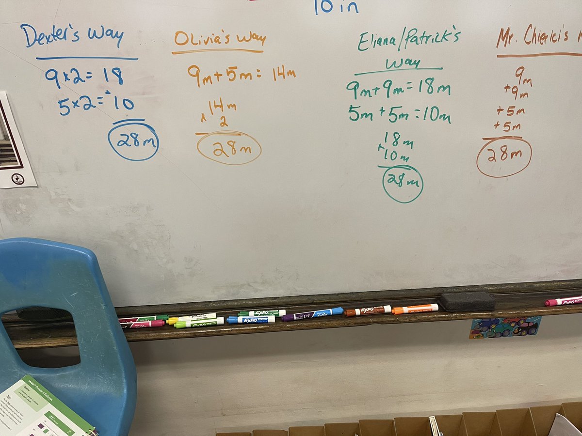 Another highlight from grade 3! Students in Mr.Chierici’s class showed multiple ways to find the perimeter of a rectangle! Can you determine the length and width of the rectangle by looking at their work? <a href="/STEMistry/">Glen Stevenson</a> <a href="/FurnariLydia/">Dr. Lydia E. Furnari</a> <a href="/VeronaCurrDir/">Dr. Charles R. Miller</a>