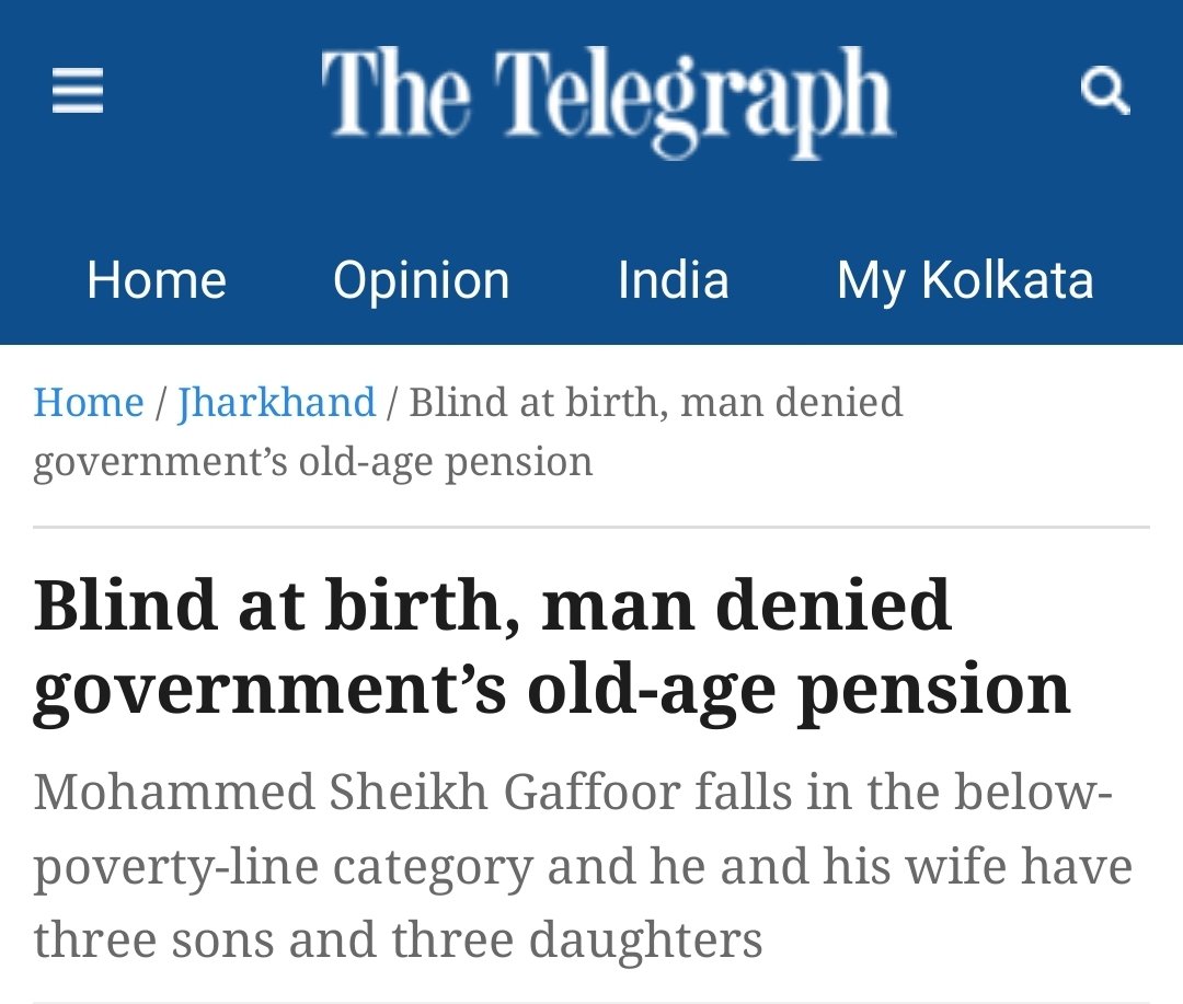 Orionis57's tweet photo. Aadhaar Enabled Poverty System (#AEPS)
"A 70-year-old visually impaired man in Jharkhand has not received the government’s old-age pension for the past 𝘀𝗶𝘅 𝘆𝗲𝗮𝗿𝘀 because the authorities have allegedly been insisting on an Aadhaar..."
https://t.co/J2oaVOlBix https://t.co/pvlfiKL9j8