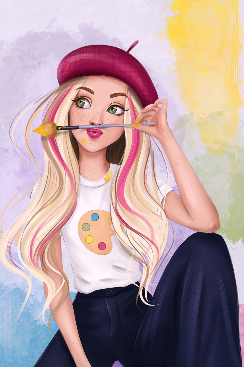 Sweettie_emily's tweet photo. My artwork is ready 🥳
This is a new style for me. 
And it’s a self-portrait. 

This piece is dedicated to all still unknown artists who are very brave, hard-working and keep believing in what they do 💓 

https://t.co/VRwIdWnHdO https://t.co/1OJBVcMGns