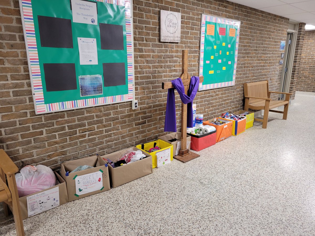 mrsppizarro's tweet photo. Look at the kindness and generosity of our Thunderbird community! We have collected these donations for the Anishnabeg Outreach Centre. Still not too late to give! #ThunderbirdPride #BlessedintheNest #WCDSBAwesome https://t.co/a4jhzdagJZ
