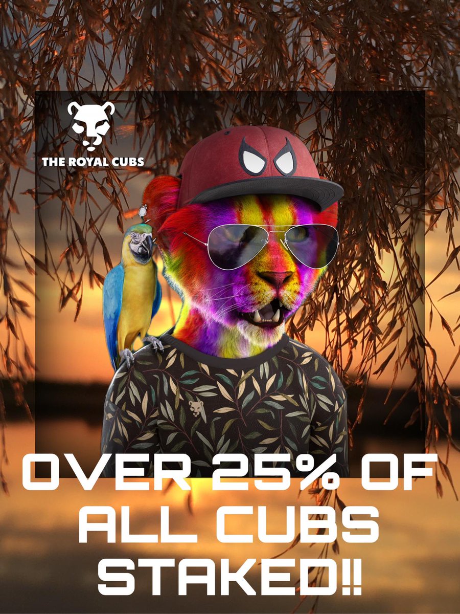 TheRoyalCubs's tweet photo. Happy Friday 🦁

25% of all cubs are now staked earning $JUNGLECOINS 📈

$JLCs will be exchanged for rewards within the Jungle Marketplace 🚀

Let’s work together and raise this % 🔥

First raffle in 3 days 🤩

#SpreadTheRoar #NFT #Staking https://t.co/83FqnSDet2