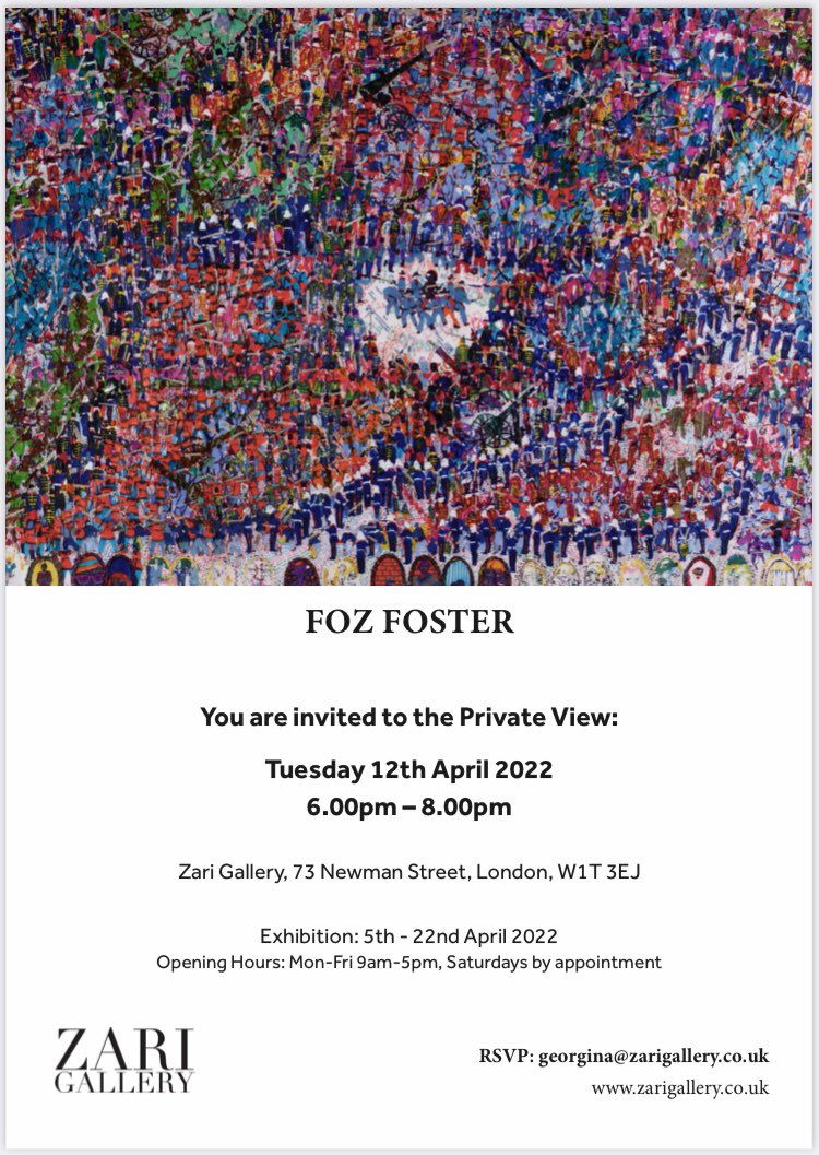 Dear Friends and Guests,
 
I’m afraid the gallery has just informed me that there was a typo error with the RSVP email address in the previous invite. Apologies for any inconvenience.
 
If you would like to attend the PV please RSVP to: georgina@zarigallery.co.uk
