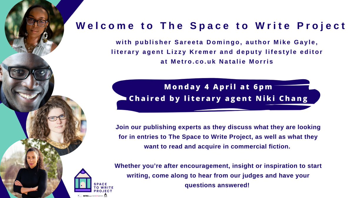 DHAbooks's tweet photo. 📢Calling the #WritingCommunity! THIS MONDAY The #SpaceToWrite Project is hosting a free Zoom seminar for BAME writers with our author, editor and agent panellists to answer your questions about writing commercial fiction.
✏️Find out more & sign up here: https://t.co/9Pongu6aMV https://t.co/4ov370cynx