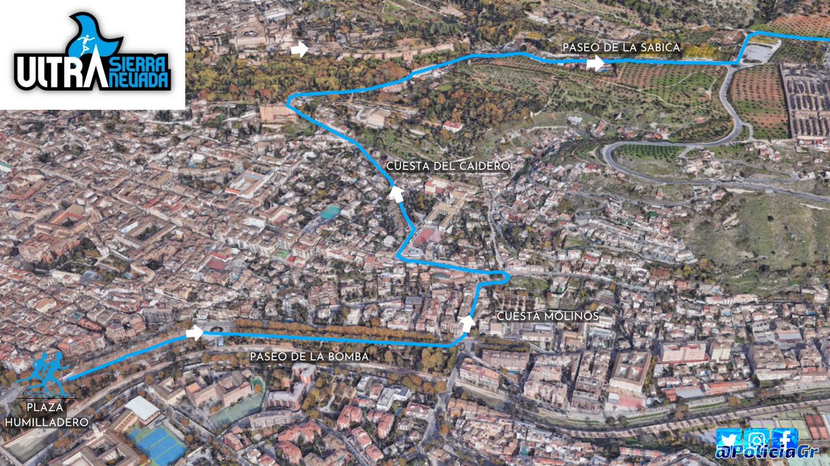 Policía Local de Granada (@policiagr) on Twitter photo Esta noche, VIII edición de la prueba de 100km de la <a href="/ultrasierranev/">Ultra Sierra Nevada</a>.
La salida a las 22h, se realizará desde plaza Humilladero y continuará por Cuesta Molinos, Cuesta del Caidero, Paseo de los Mártires, hacia el Llano de la Perdiz.
Se prevén cortes y desvíos de tráfico. Esta noche, VIII edición de la prueba de 100km de la <a href="/ultrasierranev/">Ultra Sierra Nevada</a>.
La salida a las 22h, se realizará desde plaza Humilladero y continuará por Cuesta Molinos, Cuesta del Caidero, Paseo de los Mártires, hacia el Llano de la Perdiz.
Se prevén cortes y desvíos de tráfico.