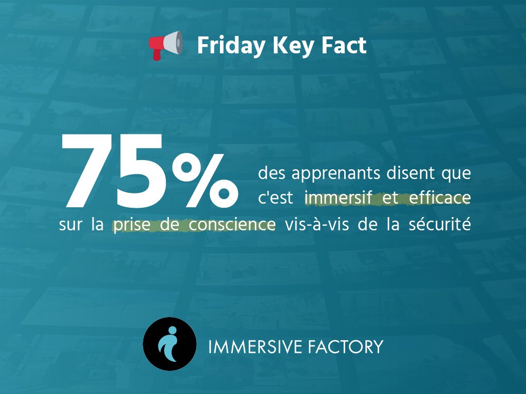 Vos retours le prouvent : la VR est un outils efficace face aux enjeux de la sensibilisation et de la sécurité. 
Pour entendre vos collaborateurs avec le même discours, rien de plus simple 👉  immersivefactory.com/fr/journee-sec…