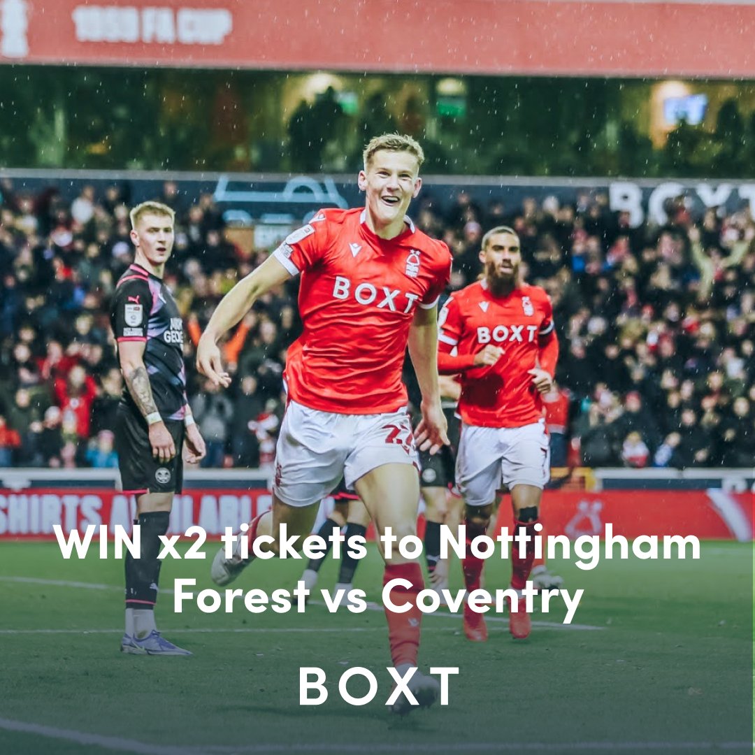weareboxt's tweet image. 💥 COMPETITION 💥

We've got x4 pairs of tickets to give away for the upcoming @NFFC vs Coventry fixture.

To enter ✅ Follow, share and tag a friend.

Competition ends 5pm on 03/04/22 and winners will be announced on Monday #COYR #NFFC #nottinghamforest