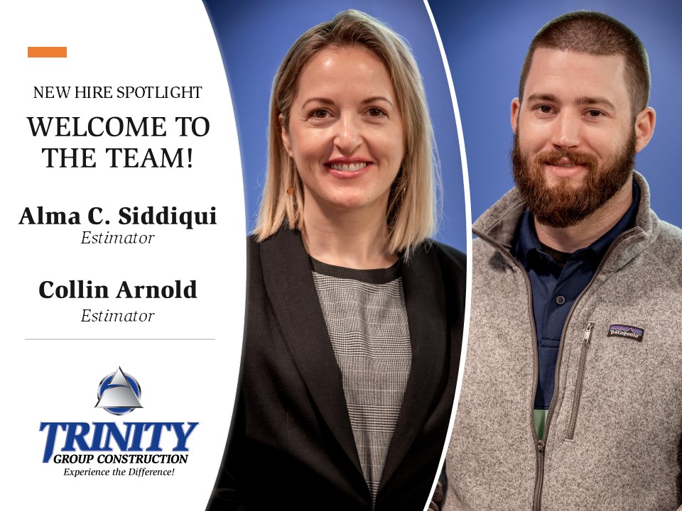 In continuing our #EmployeeSpotlight series, TRINITY is excited to welcome Alma C. Siddiqui and Collin Arnold to the firm as our newest project estimators! 

We are very excited to have Alma and Collin join the firm as TRINITY continues to grow!

#TRINITYgc