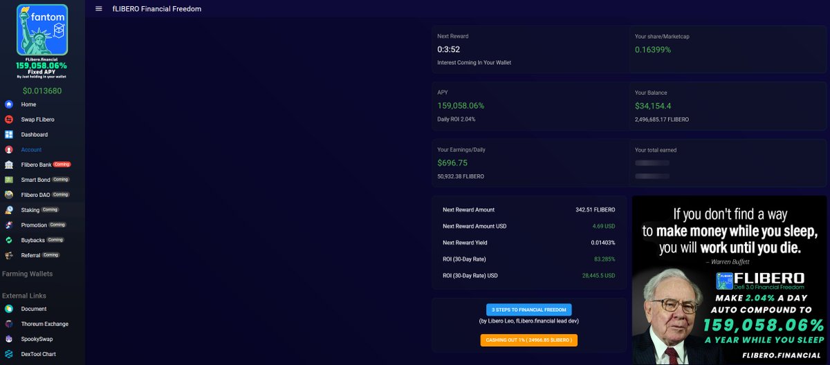 TheCryptoSamy1's tweet photo. Doing insane gains with @fLibero_Fi making 700dollars a day on a 20m marketcap. If it does the same as on BSC i will be at around 4200 a day 😍

#flibero #LIBERO #TITANO #Fantom #FTM #passiveincome #cryptocurrency https://t.co/XEibqf6stw