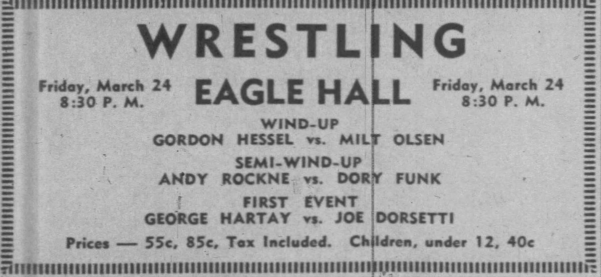 Dory Funk Sr. makes an appearance in Racine on March 24, 1944.