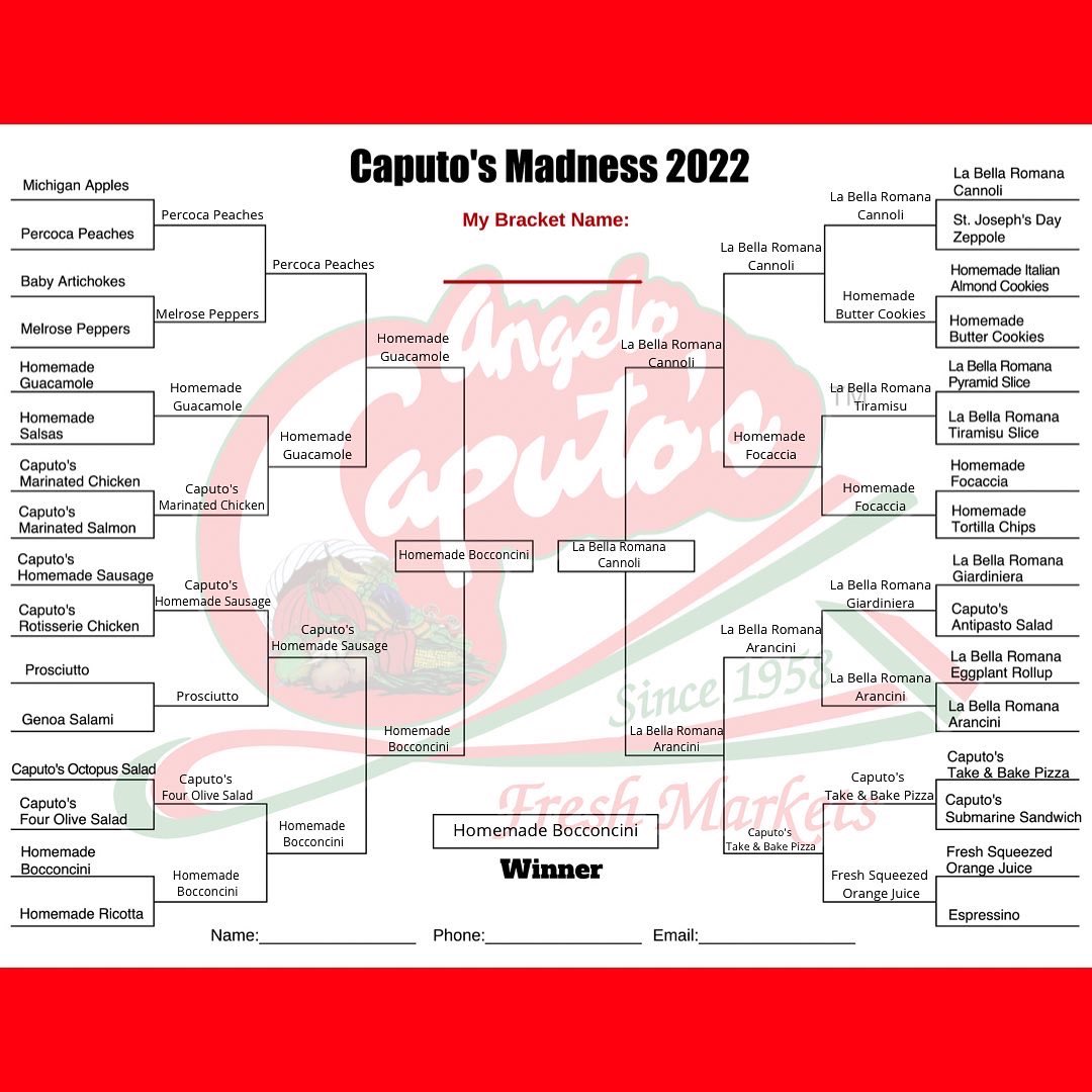 ShopCaputos's tweet photo. And the winner (by ONE point) of Caputo's Madness 2022 is [drumroll].….Homemade Bocconcini!!! https://t.co/2vDjtsgyAC
