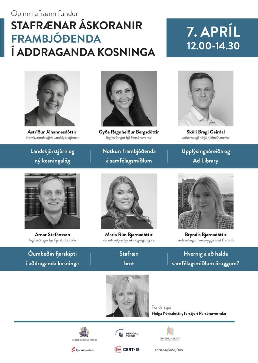 Opinn rafrænn fundur um stafrænar áskoranir frambjóðenda í aðdraganda kosninga 7. apríl.

Hlekkur á fundinn: teams.microsoft.com/l/meetup-join/…