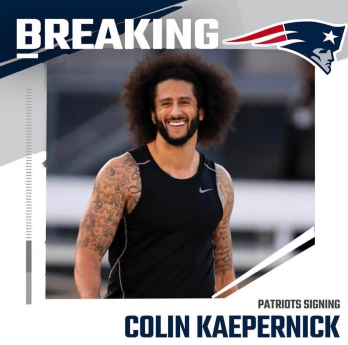 BREAKING NEWS: Colin Kaepernick has reportedly signed a 3 year $28 million deal with the New England Patriots, per Adam Schefter.