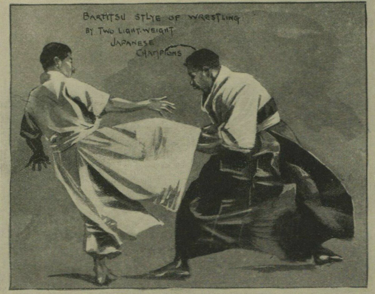 MartialVitality's tweet image. #martialartstechniqueoftheday Today I feature the 30 Nov 1901 edition of the London Illustrated News. A page bearing the title "International Contests in the Art of Self-Defence" by Ralph Cleaver is the source. Here we see a "#bartitsu style of #wrestling by two Japanese champs."