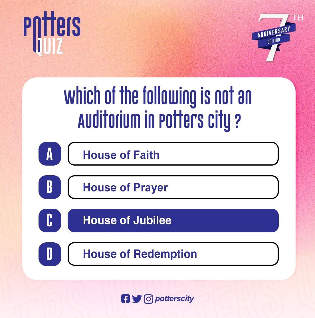 PottersCity's tweet photo. POTTERS TRIVIA!!!!!!
Anniversary Edition.
Winners will be announced soon.
Thank You.
#PottersTrivia
#Potterscity https://t.co/Sk447lP2PS
