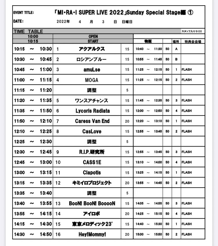BNBNBooooN's tweet photo. 📣タイムテーブル発表！

🗓4/3(日)
「MI・RA・I SUPER LIVE 2022」Sunday Special Stage編
@渋谷近未来会館

🕒開場10:00/開演10:15
《出演》13:40~13:55
《特典会》14:05~14:55

🎫 一般2,500円/前方最優先3,500円（販売数限定）（各D別）当日500円UP
→ https://t.co/71eBAVWtp2

#ぶんぶん出演情報 https://t.co/00dIzy3eFp