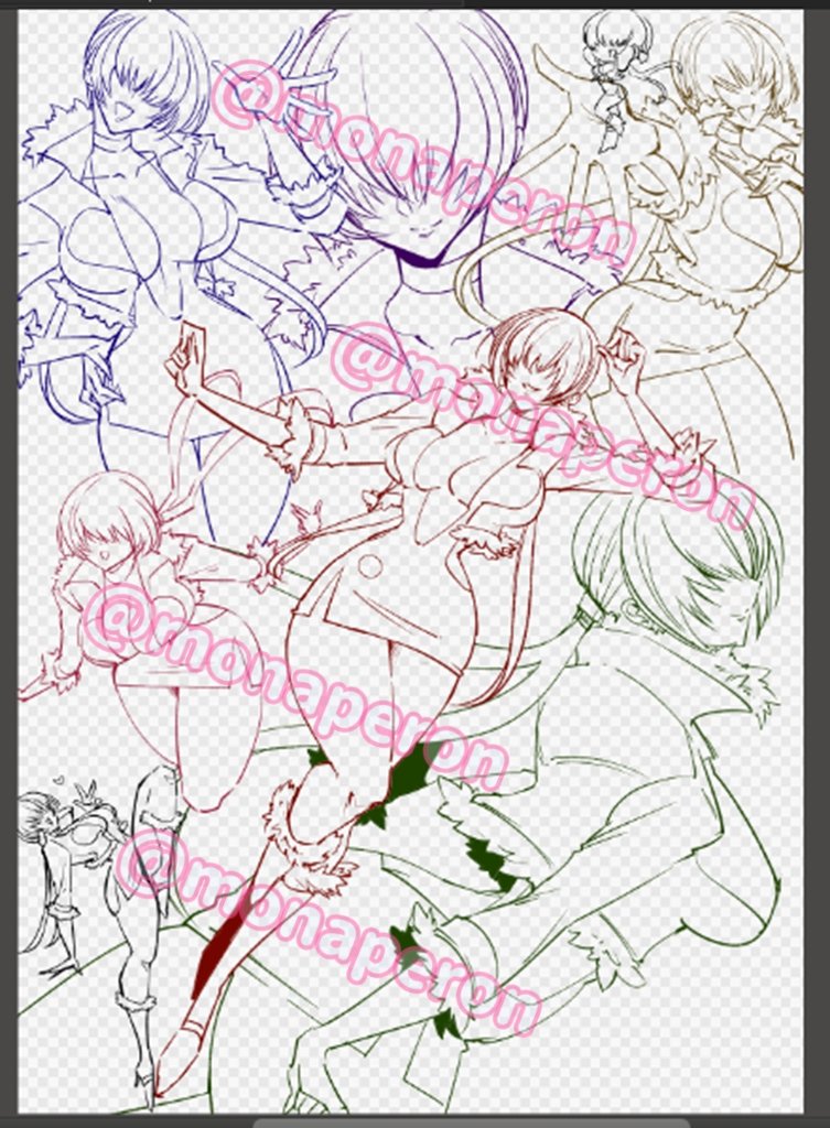ちょこちょこ取っておいた線画。口の形とか変わってます 