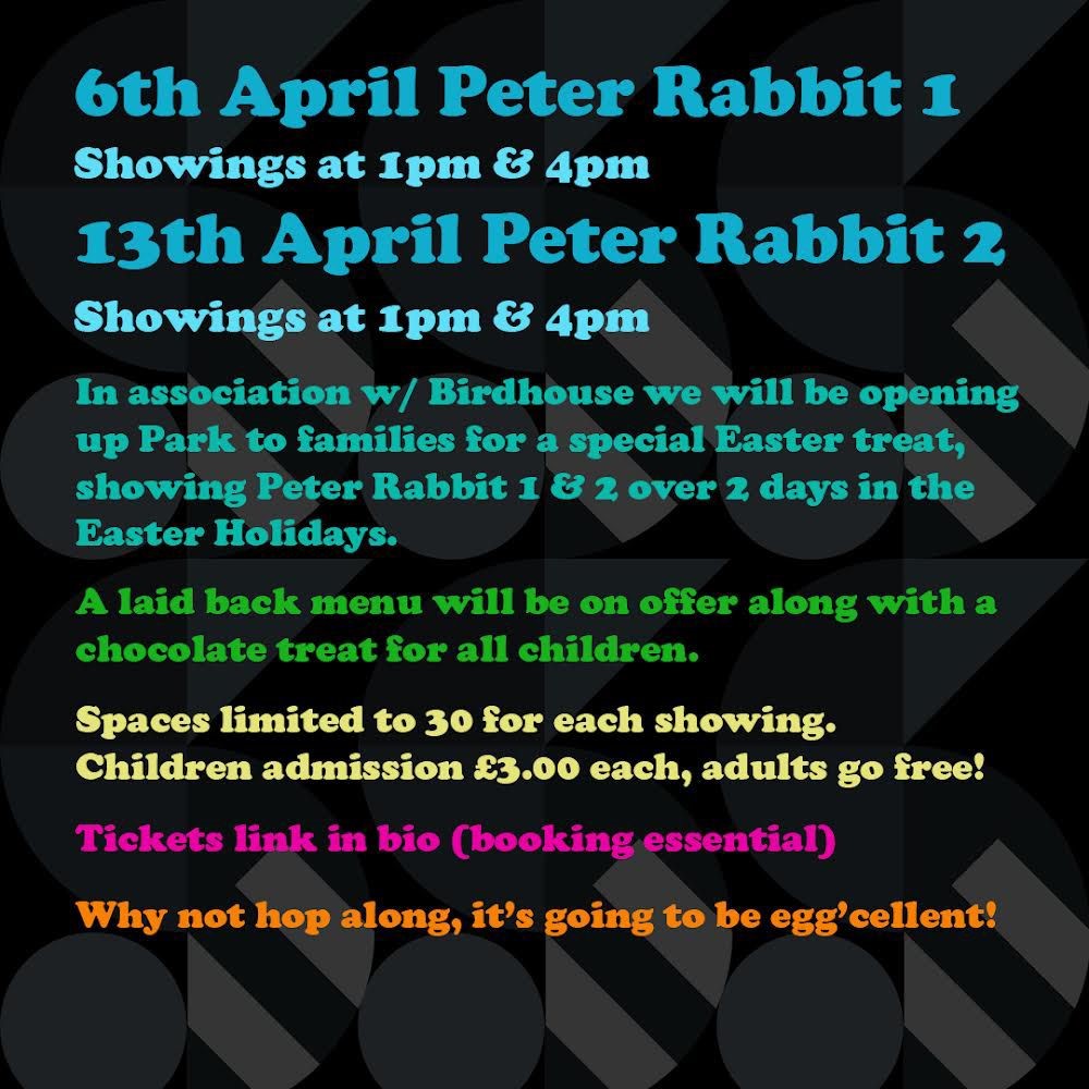 BirdhouseT's tweet photo. In partnership with Society, @BirdhouseT presents outdoor cinema showings of Peter Rabbit 1 on Wednesday 6th April and Peter Rabbit 2 on Wednesday 13th April, at PARK at Society - 18 High Street #Cleethorpes
https://t.co/XA0mFO8qF0
https://t.co/Jidwtj66sF
@DiscoverNEL @CleeTIC https://t.co/2JAdAGJ1vc