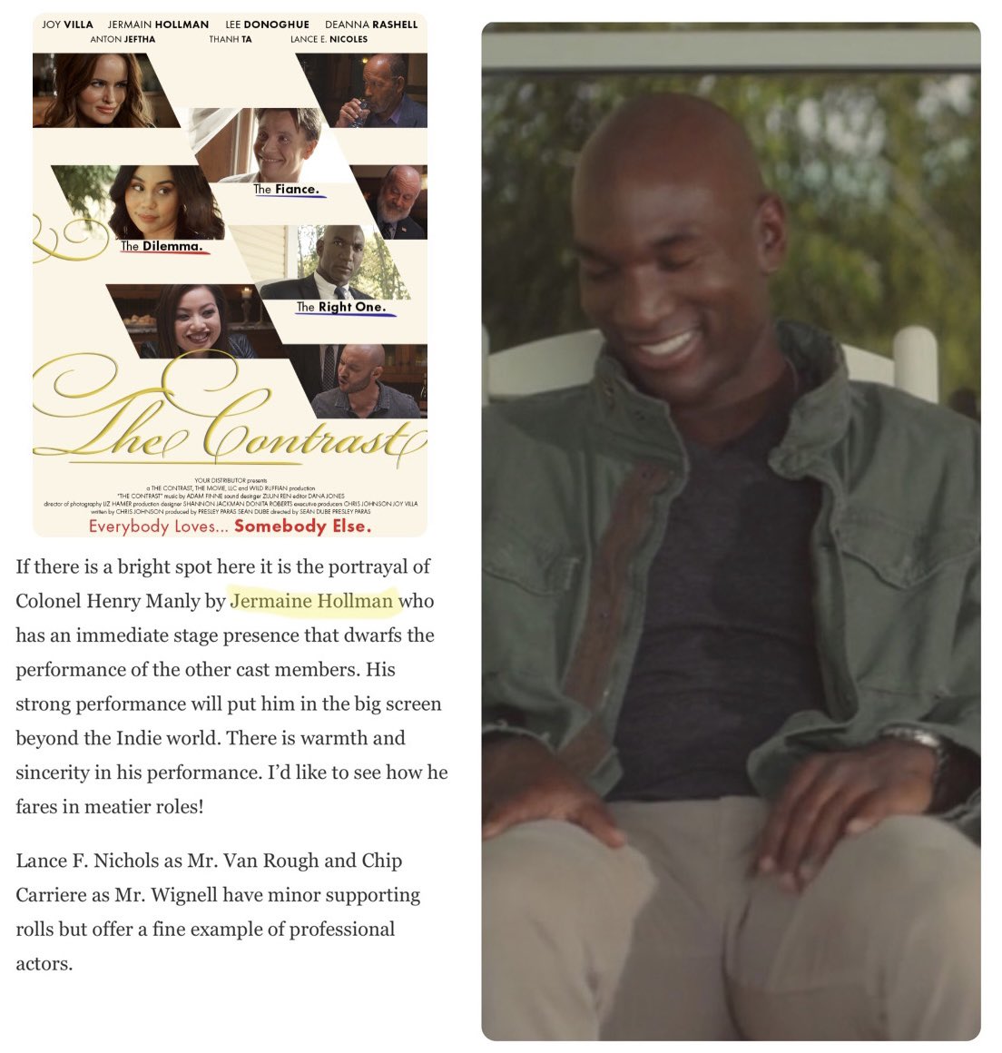 DoubleJNice23's tweet photo. Keep working hard to meet your dreams. Great review from the film THE CONTRAST . Currently streaming on Amazon prime #filmmaker #actor https://t.co/I20hWIdpEU
