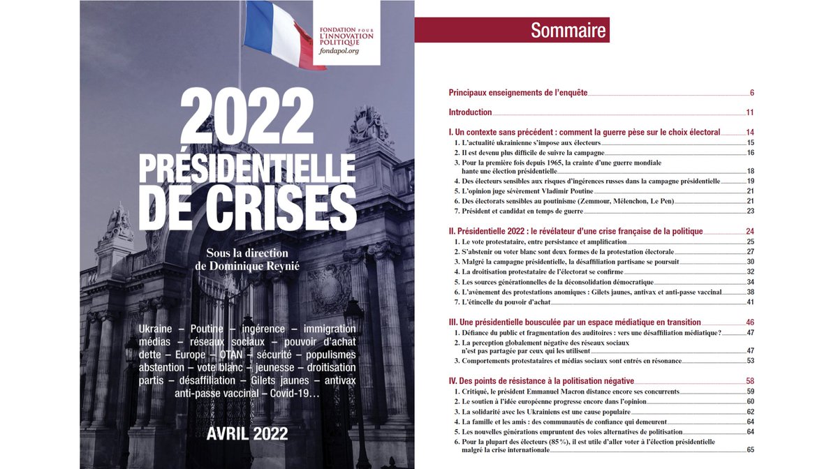 1️⃣ [#Thread] À une semaine du premier tour de la présidentielle, découvrez les résultats de la nouvelle enquête de la <a href="/Fondapol/">Fondation pour l’innovation politique</a>, "2022, présidentielle de crises" (bit.ly/3Dr0s2y). À dérouler 👇
