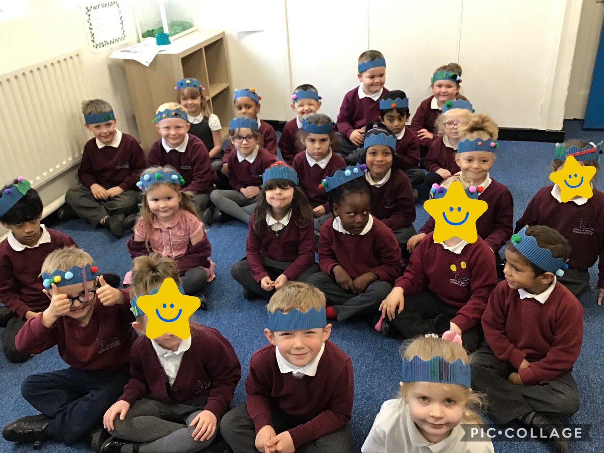 MissMalcolmHB's tweet photo. Reception Green enjoyed making and decorating blue crowns this week. #AutismAcceptanceWeek  @mrsbroughhb https://t.co/Mv5V5jK6hQ