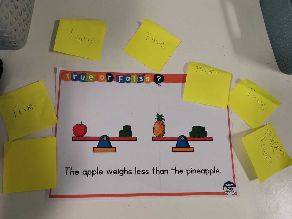 Year1melyn's tweet photo. True or false? @WhiteRoseMaths 🎉 #wpsmaths https://t.co/I3aNCOVn8s