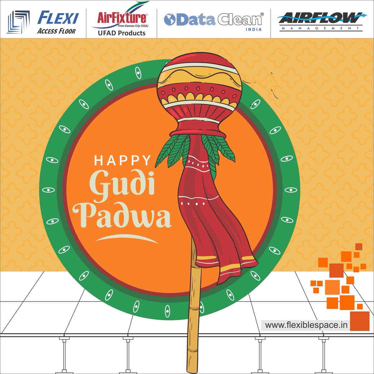 Flexifloor's tweet photo. Wishing you a very Happy #GudiPadwa,
https://t.co/ZRdfgKobhD
#hindunavvarsh #NewYear #GudiPadva2022 #GudhiPadwa   #IndianFestival #Celebration #flexiblespace #Maharashtra #raisedaccessflooring #UFAD #DataCenter #raisedflooring #falsefloor #dataclean #AirFixture #accessflooring https://t.co/EwpA9LHi8b