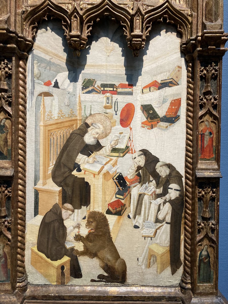 St. Jerome’s study is looking crowded, cluttered and there’s a lion in it. Challenging work environment.