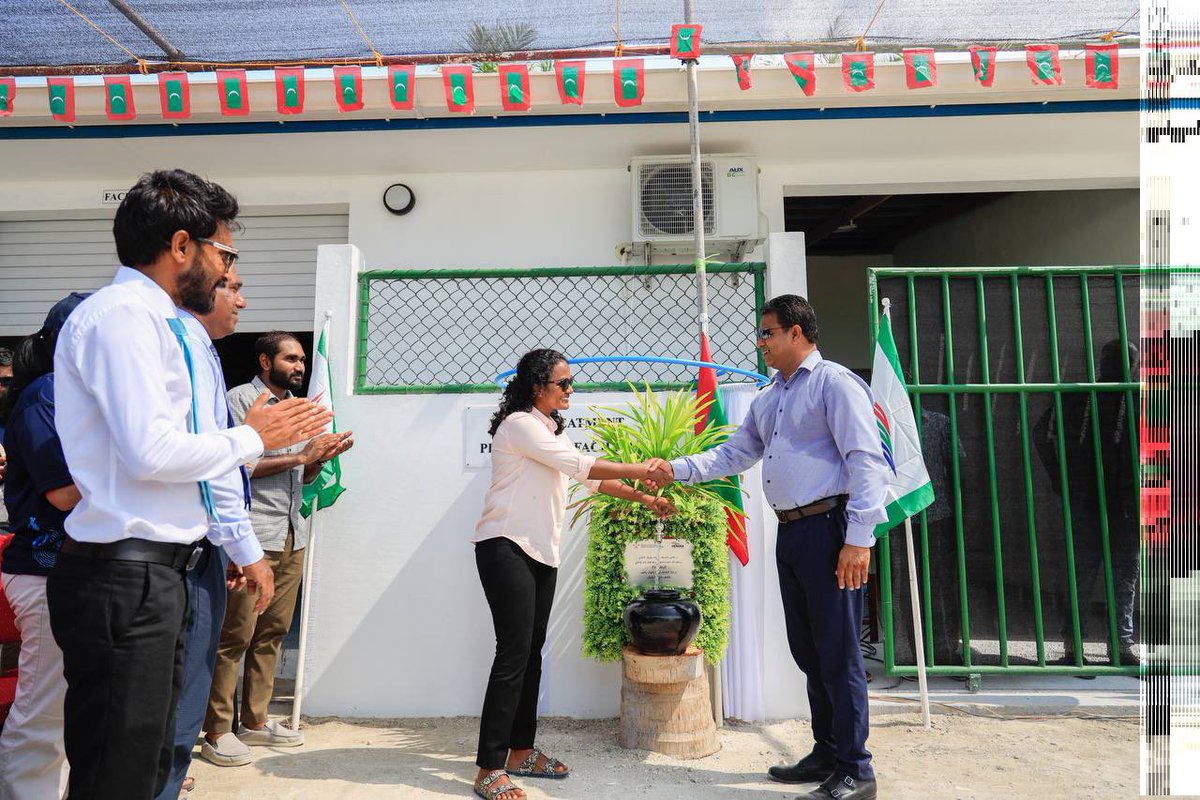 MoEnvmv's tweet photo. Minister @anuahsa inaugurated Integrated Water Resources Management systems funded by @theGCF in R. Maduvvari and B Dharavandhoo today.These systems would provide water security for vulnerable island communities in the face of climate impacts.
@UNDP, #Fenaka https://t.co/59fDRe9owA