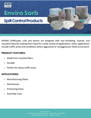 ProChemInc's tweet photo. Keep your facilities safe and clean with Pro Chem's Enviro Sorb Products. These products will help absorb liquids to prevent injuries and keep chemicals and oils from contaminating grounds and waterways. Call 800-241-8180 to learn more. https://t.co/DVJPnJDwMu